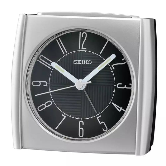 Seiko vækkeur med lys, snooze og lydløs sekundviser - Grå - 8,5 x 9 x 6,3 cm - Urma.dk