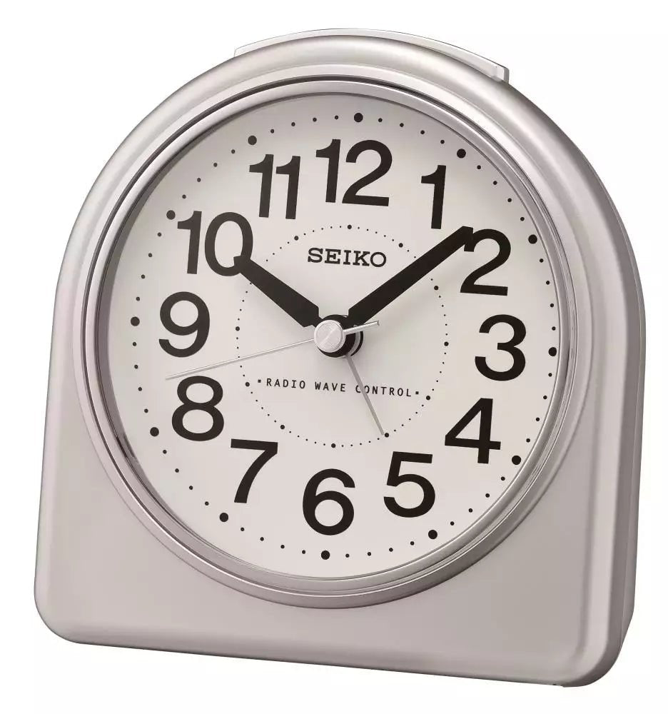 Seiko vækkeur radiostyret med lys - grå - 12 x 11,5 x 7 cm - Urma.dk