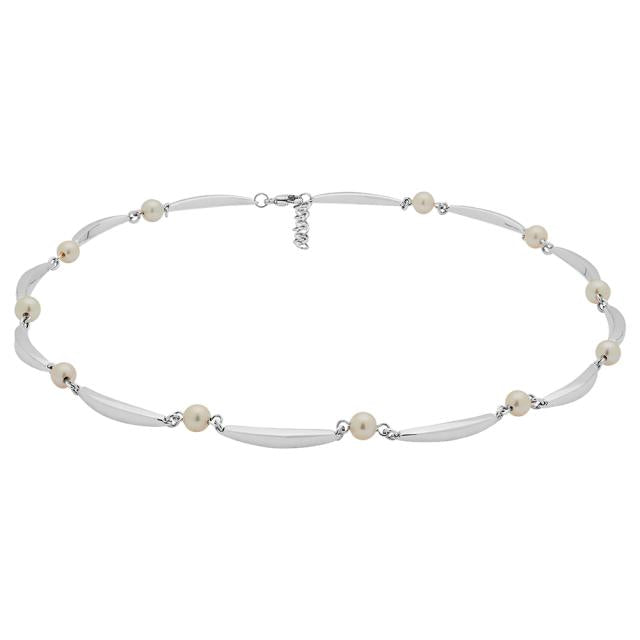 SIERSBØL rhod. sølv banan & perle(FWP)collier 40+3