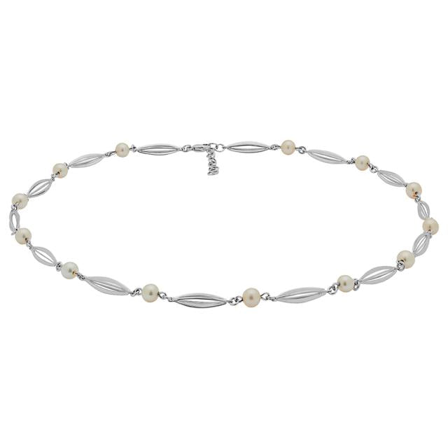 SIERSBØL Rhod. sølv bur&perle (FWP)collier 41+3cm