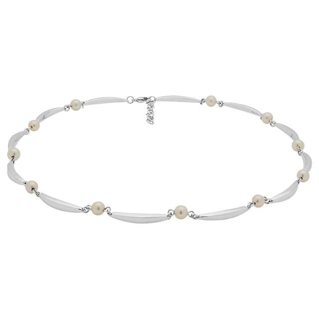 SIERSBØL rhod. sølv banan & perle(FWP)collier 40+3 - Urma.dk