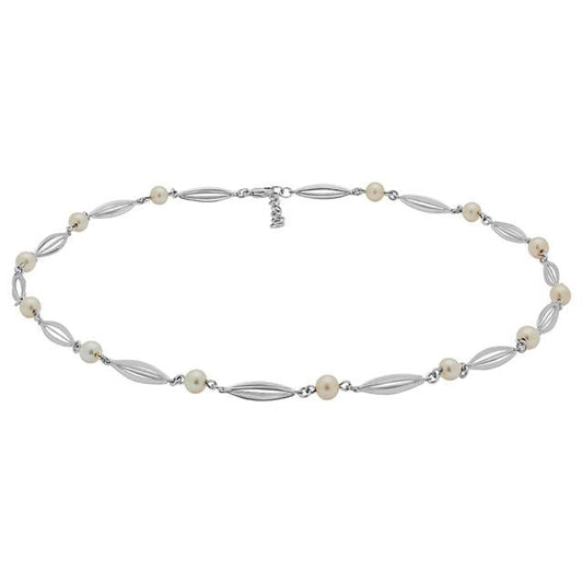 SIERSBØL Rhod. sølv bur&perle (FWP)collier 41+3cm - Urma.dk