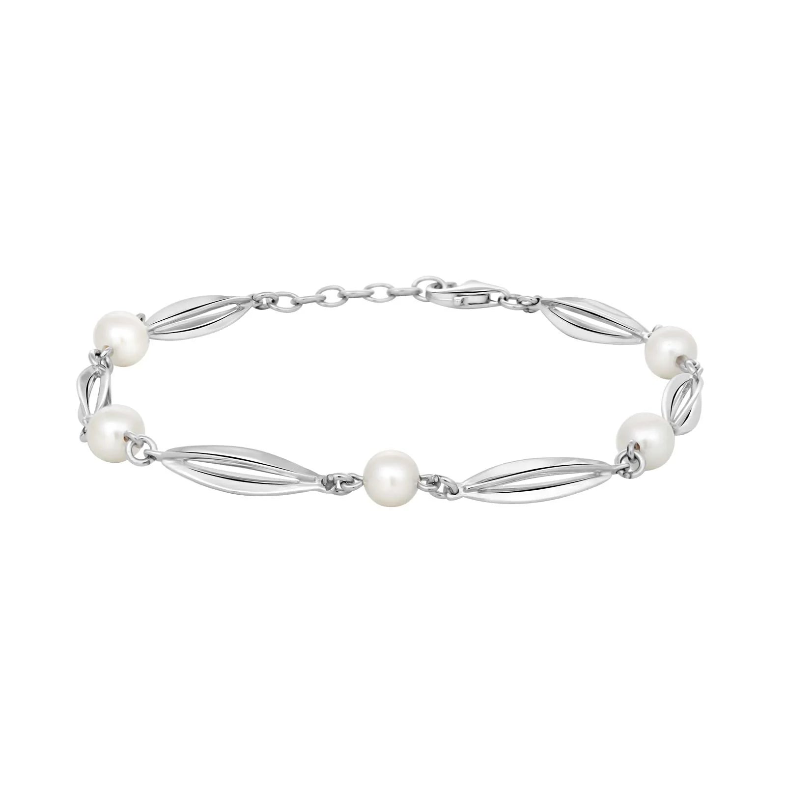 SIERSBØL Rhod. sølv bur&perle(FVP)armbånd 17,7+2 - Urma.dk