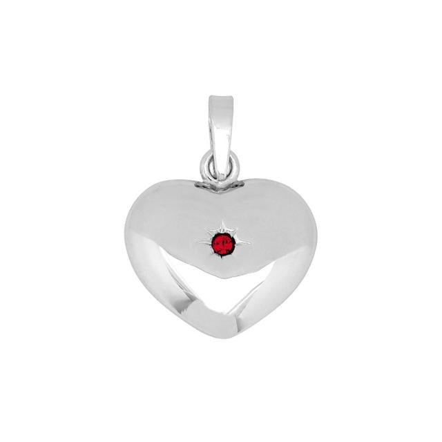 SIERSBØL rhod. sølv hjerte m. synt rubin 20x15mm - Urma.dk