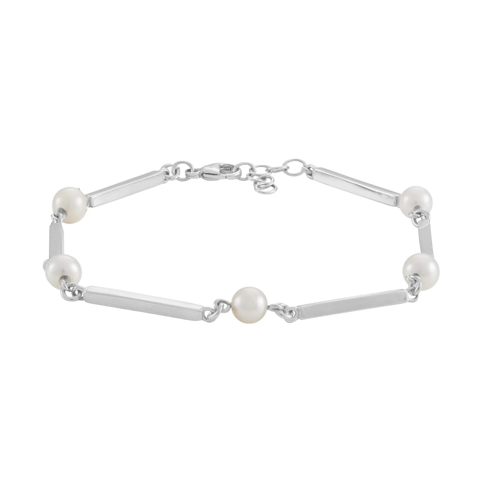 SIERSBØL Rhod. sølv pind & perle (FWP)armb. 18,5+2 - Urma.dk