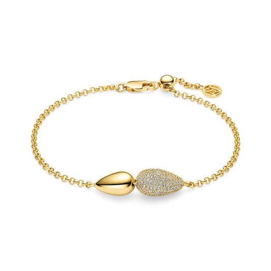 Sif 18 karat forgyldt sterling sølv Armbånd Goccia Due SJ - B2589 - CZ - YG - Urma.dk