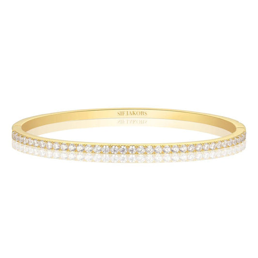 Sif 18 karat forgyldt sterling sølv Bangle Ellisse Medium SJ - BG2344 - CZ - YG - Urma.dk