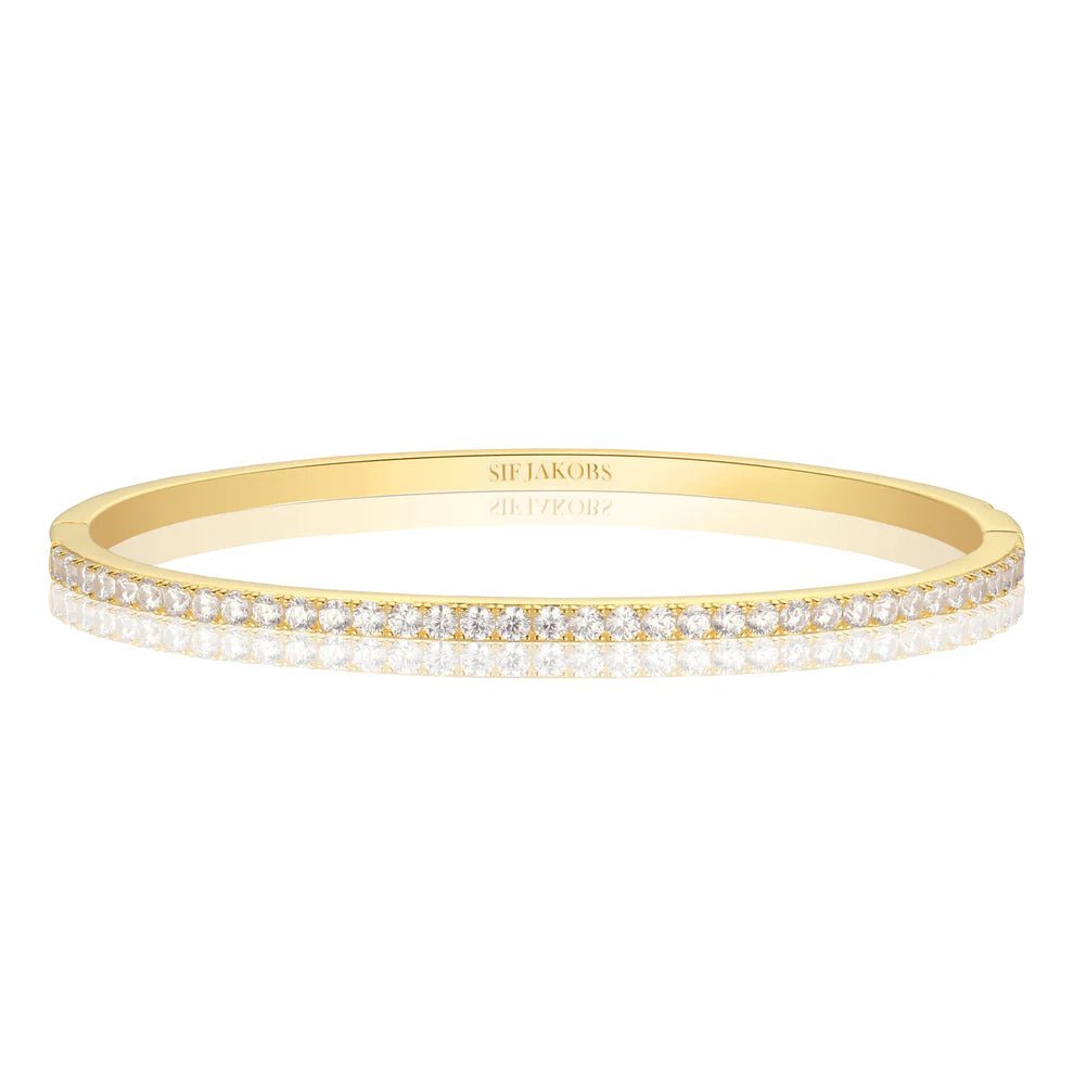 Sif 18 karat forgyldt sterling sølv Bangle Ellisse Medium SJ - BG2344 - CZ - YG - Urma.dk