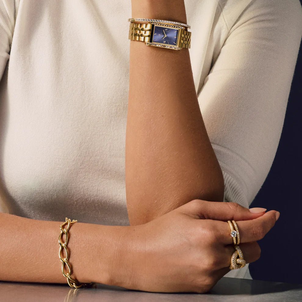Sif 18 karat forgyldt sterling sølv Bangle Ellisse Medium SJ - BG2344 - CZ - YG - Urma.dk