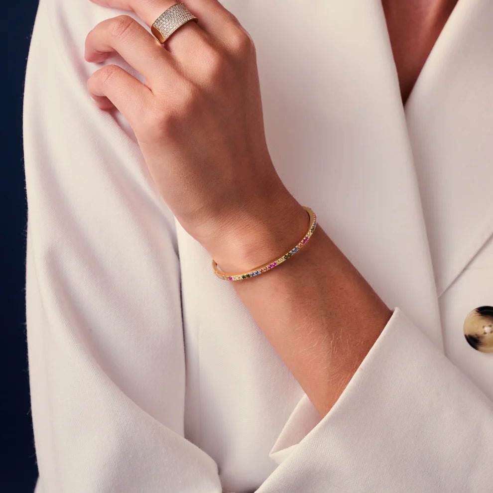 Sif 18 karat forgyldt sterling sølv Bangle Ellisse Multi Medium SJ - BG2344 - XCZ - YG - Urma.dk