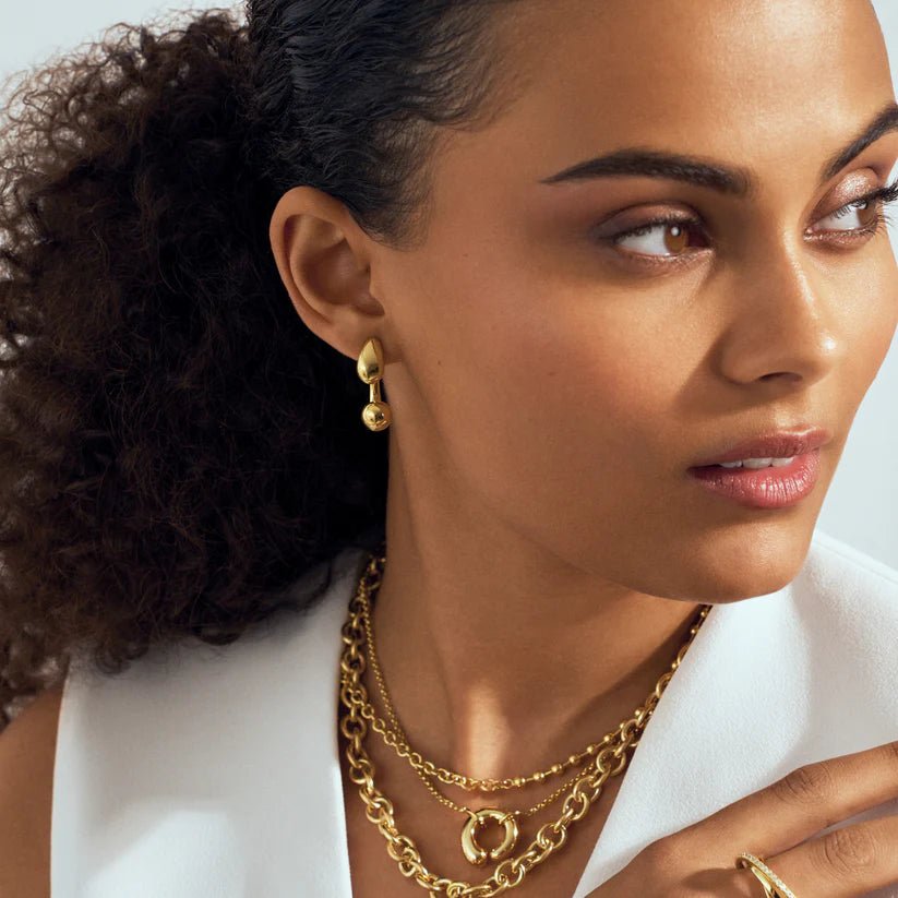 Sif 18 karat forgyldt sterling sølv Goccia Circolo Pianura Halskæde SJ - N2586 - YG - Urma.dk