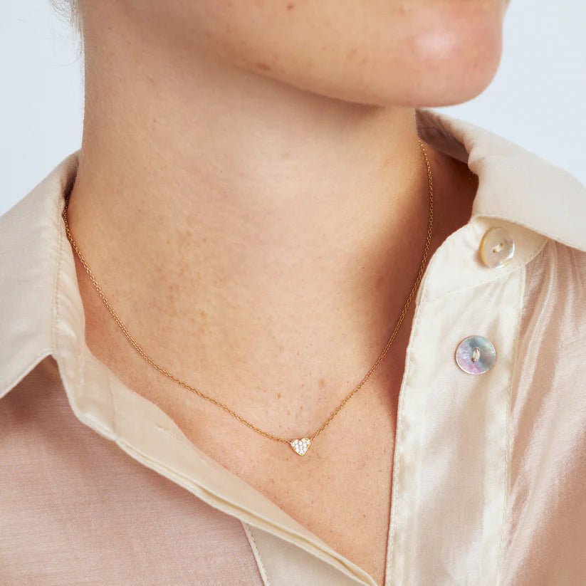 Sif 18 karat forgyldt sterling sølv Halskæde Cuore SJ - N2705 - CZ - YG - Urma.dk