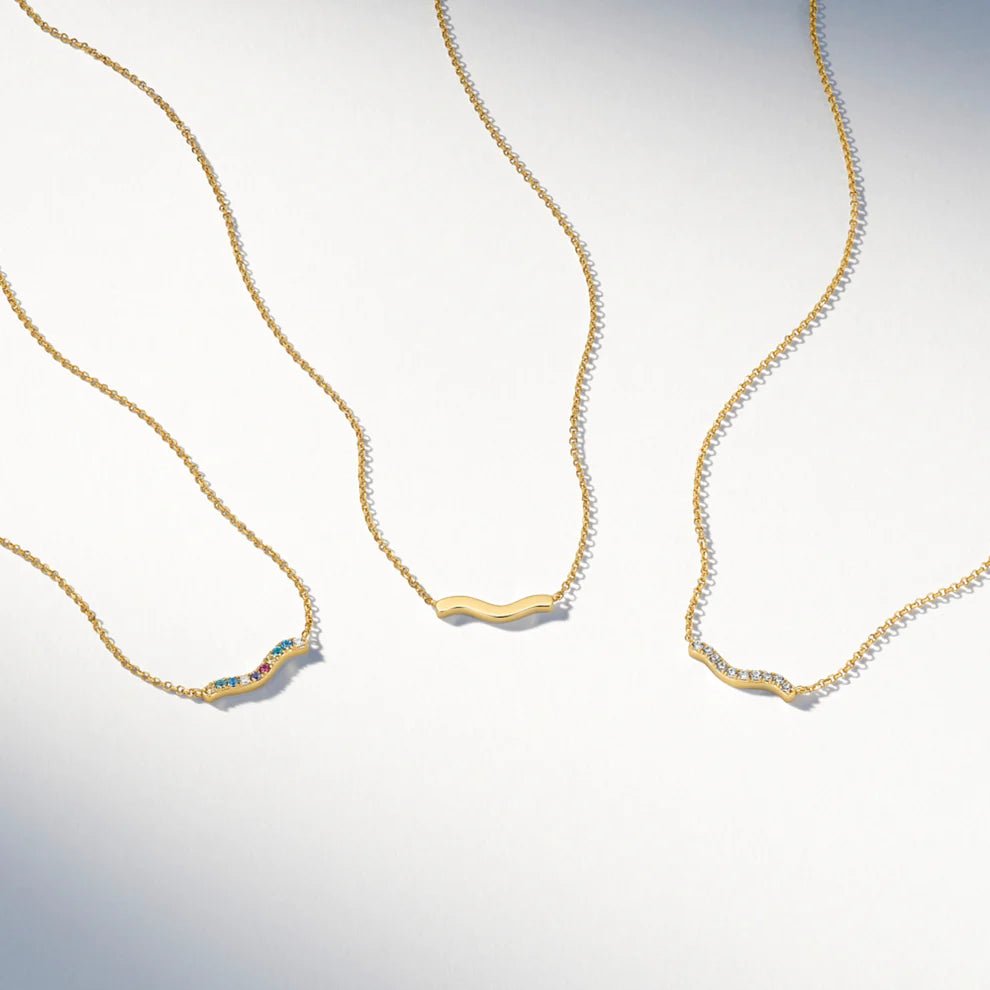 Sif 18 karat forgyldt sterling sølv Halskæde Ellera Waves Pianura SJ - N3859 - YG - Urma.dk