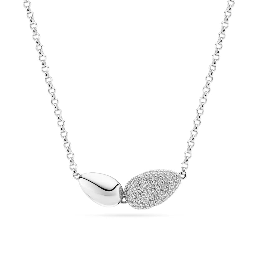 Sif 18 karat forgyldt sterling sølv Halskæde Goccia Due SJ - N2589 - CZ - Urma.dk