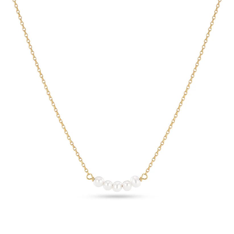 Sif 18 karat forgyldt sterling sølv Halskæde Perla Cinque SJ - N2735 - P - YG - Urma.dk