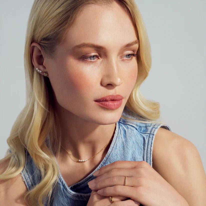 Sif 18 karat forgyldt sterling sølv Halskæde Perla Cinque SJ - N2735 - P - YG - Urma.dk