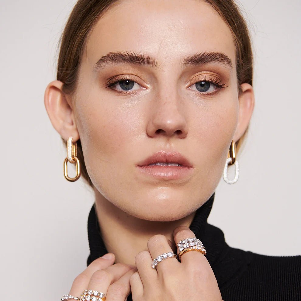 Sif 18 karat forgyldt sterling sølv Øreringe Capri Medio SJ - E62011 - CZ - SG - Urma.dk