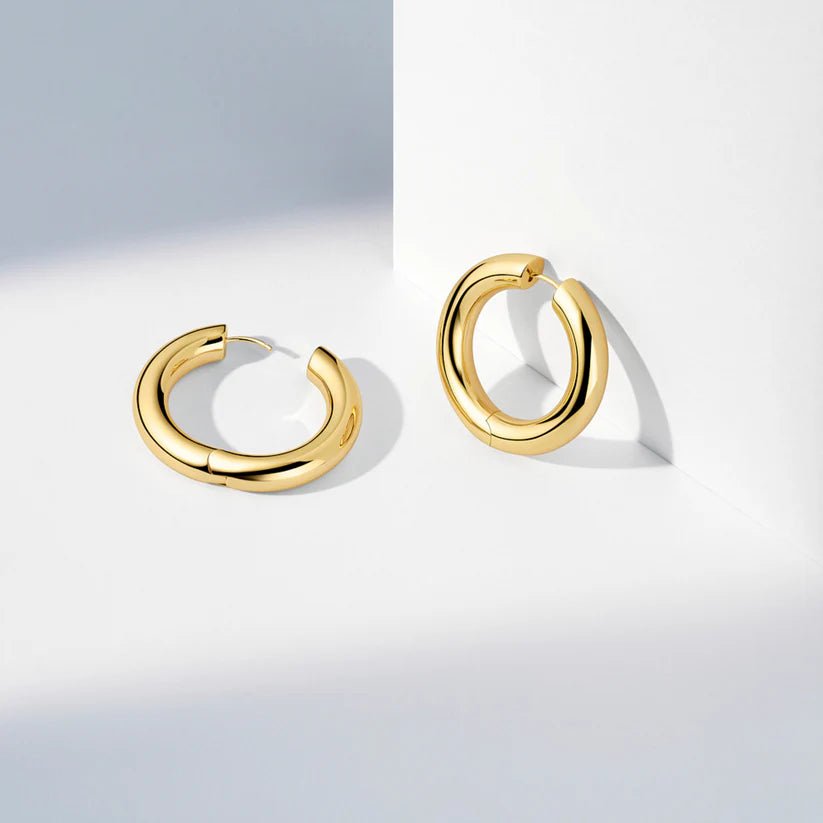 Sif 18 karat Forgyldt sterling sølv Øreringe Carrara Pianura X - Grande SJ - E2476 - YG - Urma.dk