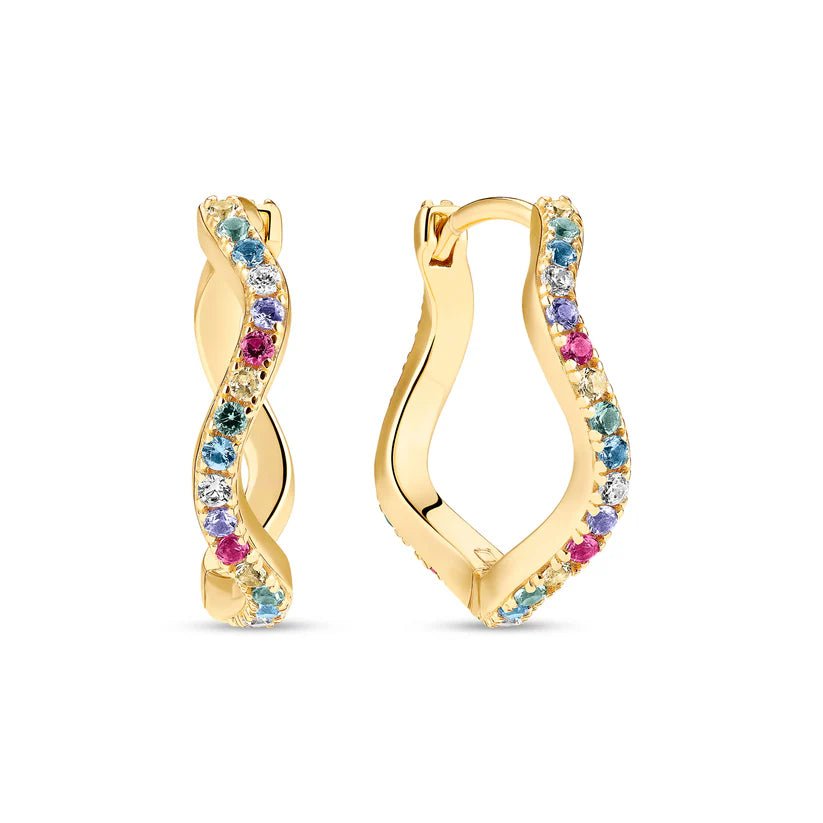 Sif 18 karat Forgyldt sterling sølv Øreringe Ellera Waves Grande SJ - E3869 - XCZ - YG - Urma.dk