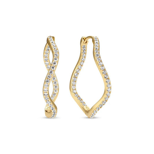 Sif 18 karat Forgyldt sterling sølv Øreringe Ellera Waves X - Grande SJ - E3879 - CZ - YG - Urma.dk