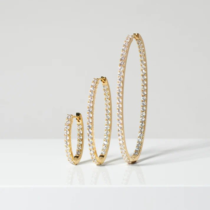 Sif 18 karat forgyldt sterling sølv Øreringe Ellisse Grande Hvid SJ - E2314 - CZ - YG - Urma.dk