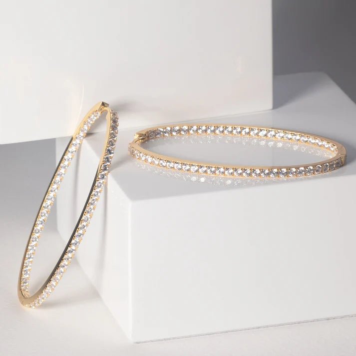 Sif 18 karat forgyldt sterling sølv Øreringe Ellisse Grande Hvid SJ - E2314 - CZ - YG - Urma.dk