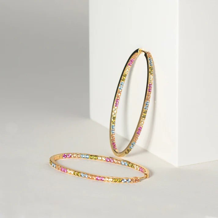 Sif 18 karat forgyldt sterling sølv Øreringe Ellisse Grande Multi SJ - E2314 - XCZ - YG - Urma.dk