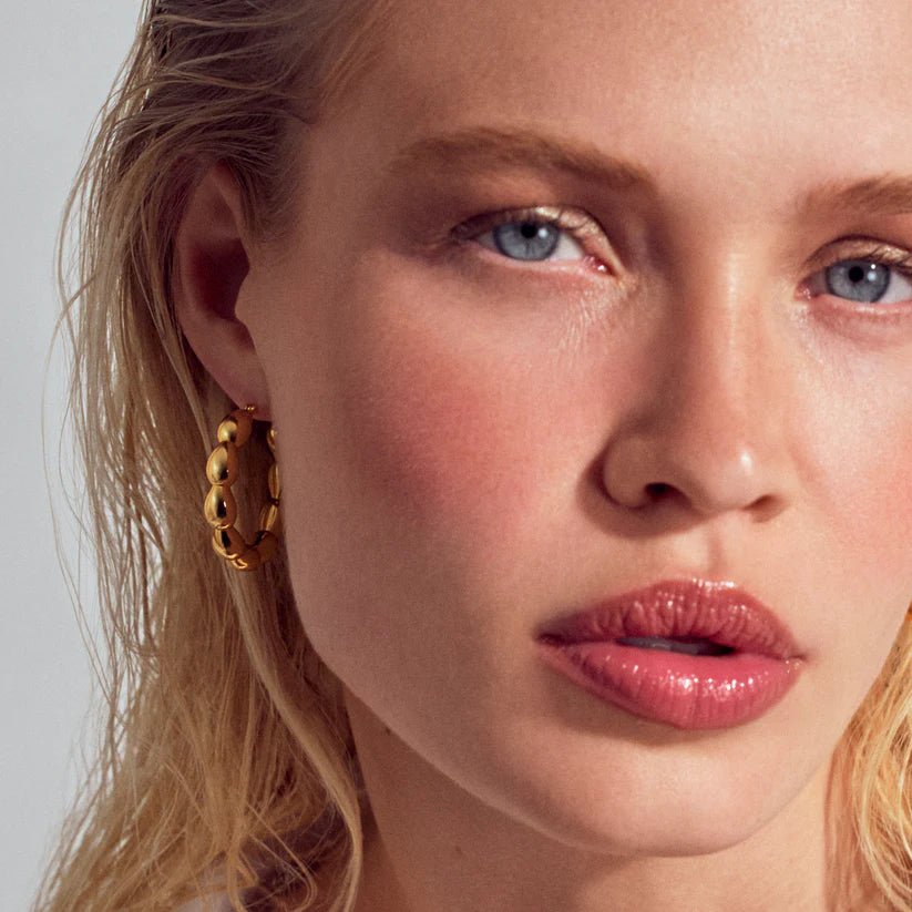 Sif 18 karat forgyldt sterling sølv Øreringe Goccia Cerchi Pianura Grande SJ - E2595 - YG - Urma.dk