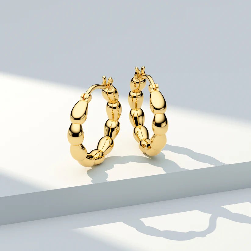 Sif 18 karat forgyldt sterling sølv Øreringe Goccia Cerchi Pianura Grande SJ - E2595 - YG - Urma.dk