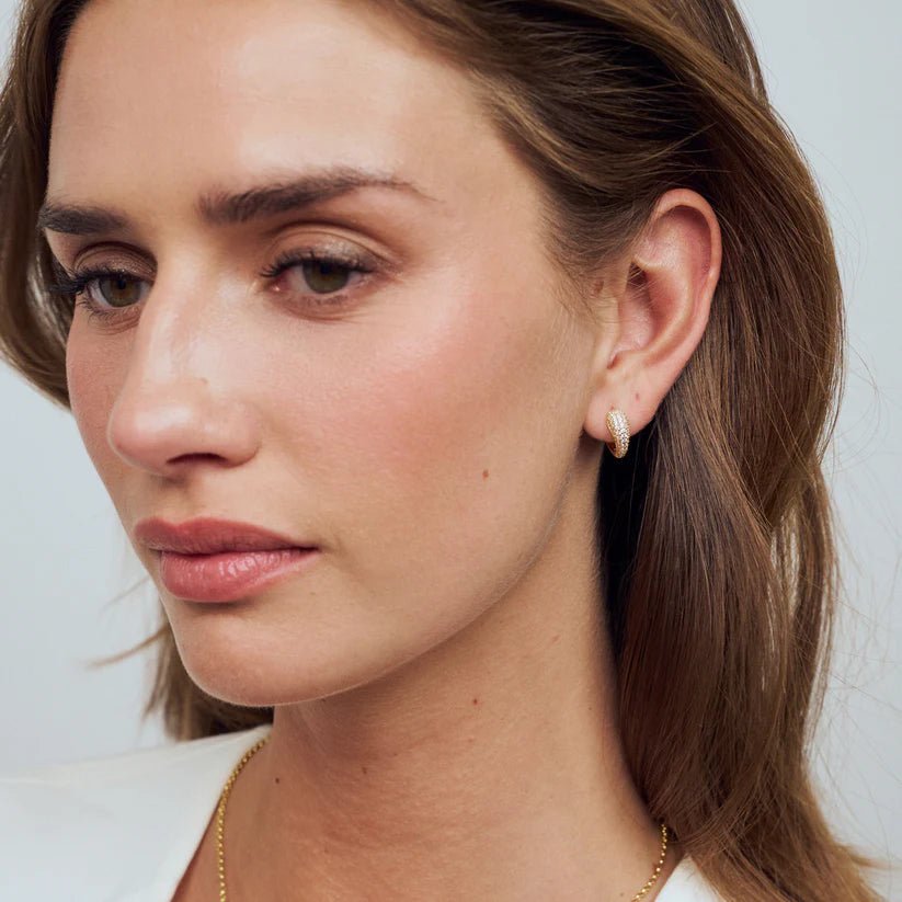 Sif 18 karat forgyldt sterling sølv Øreringe Goccia Circolo SJ - E2753 - CZ - YG - Urma.dk