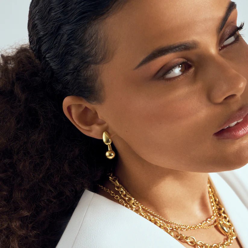 Sif 18 karat forgyldt sterling sølv Øreringe Goccia Due Pianura Grande SJ - E2585 - YG - Urma.dk