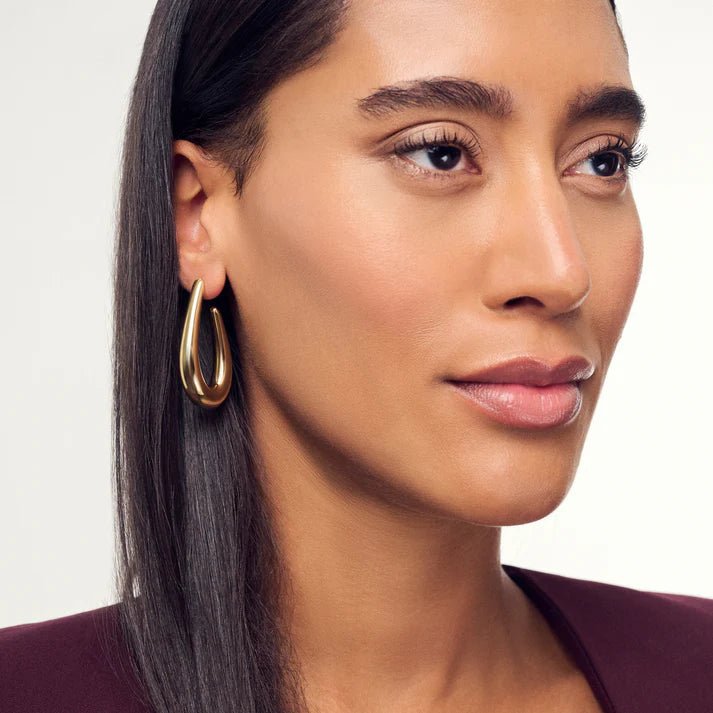 Sif 18 karat forgyldt sterling sølv Øreringe Goccia Pianura Grande SJ - E2485 - YG - Urma.dk