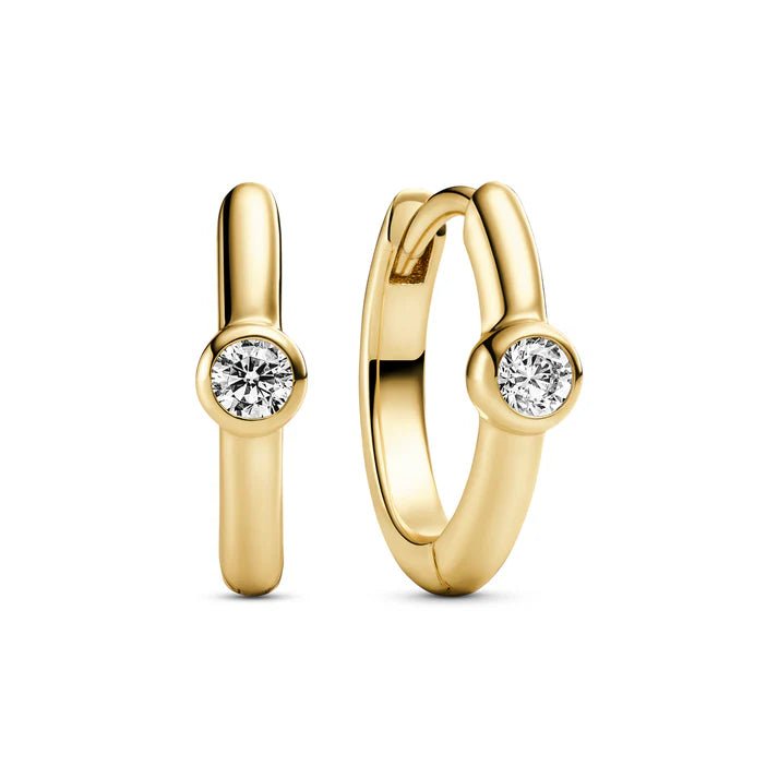 Sif 18 karat forgyldt sterling sølv Øreringe Sarzana Uno Creolo Hvid SJ - E2632 - CZ - YG - Urma.dk