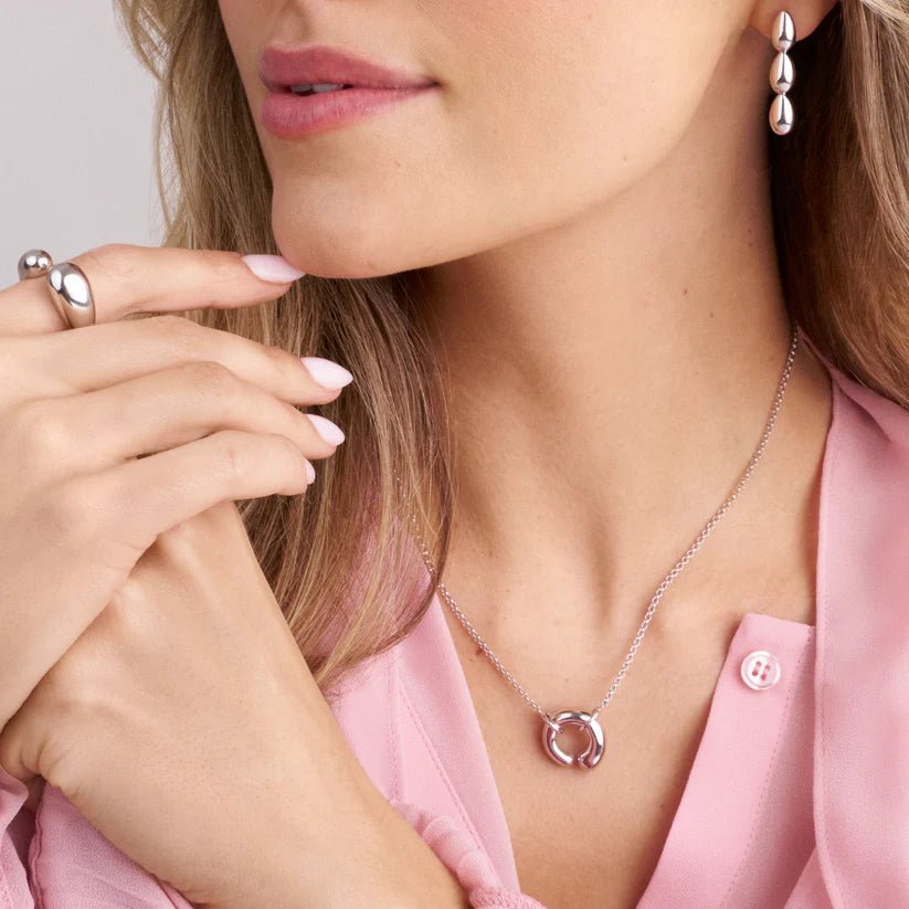 Sif 925 Sterling sølv Goccia Circolo Pianura Halskæde SJ - N2586 - Urma.dk
