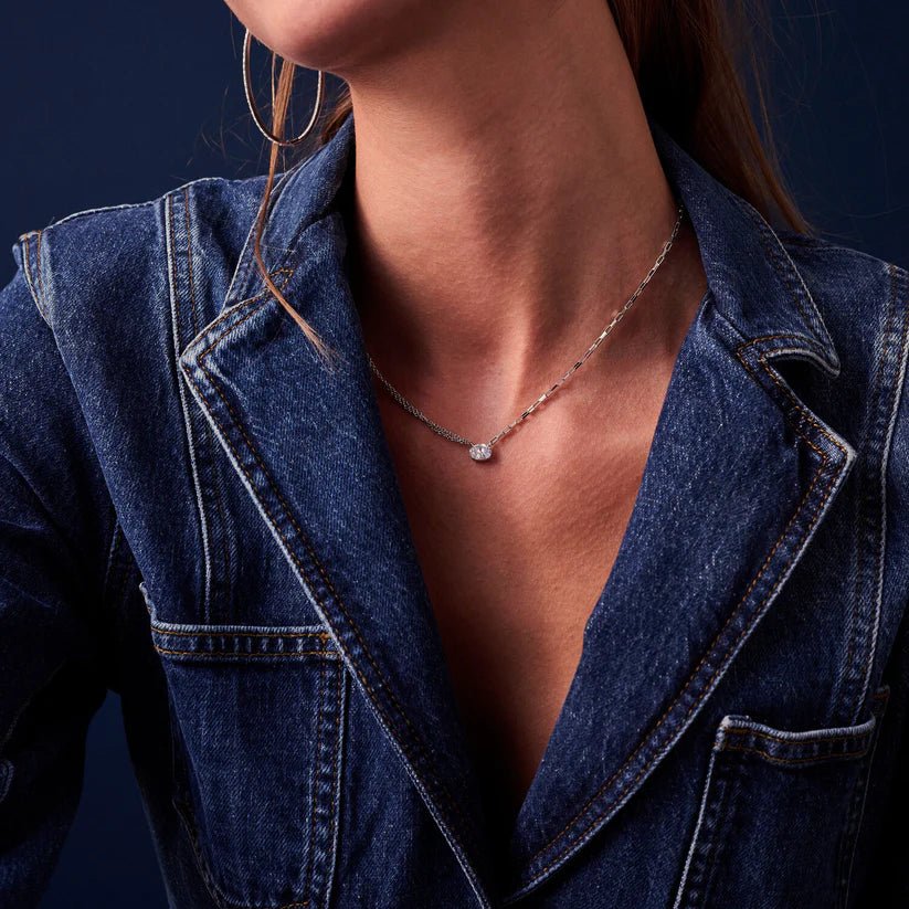 Sif 925 Sterling sølv Halskæde Ellisse Uno SJ - N2331 - CZ - Urma.dk