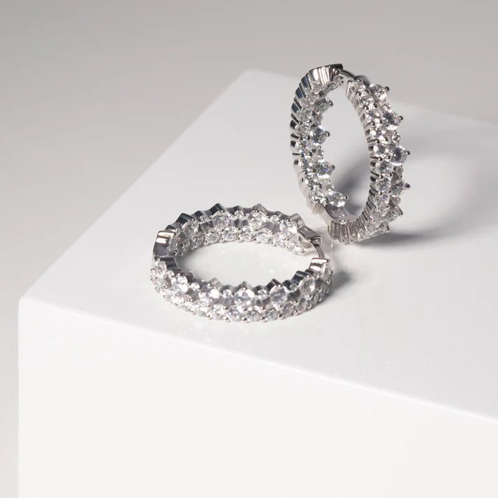 Sif 925 Sterling sølv Ørering Livigno Creolo Piccolo Hvid SJ - E2363 - CZ - Urma.dk