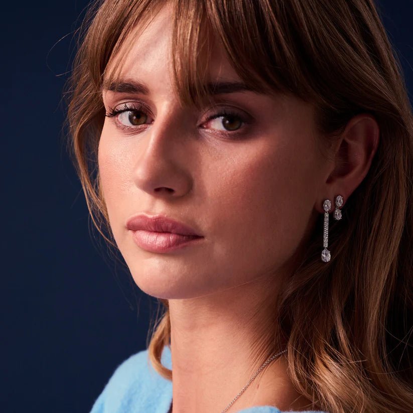 Sif 925 Sterling sølv Øreringe Ellisse Due Piccolo SJ - E2308 - CZ - Urma.dk