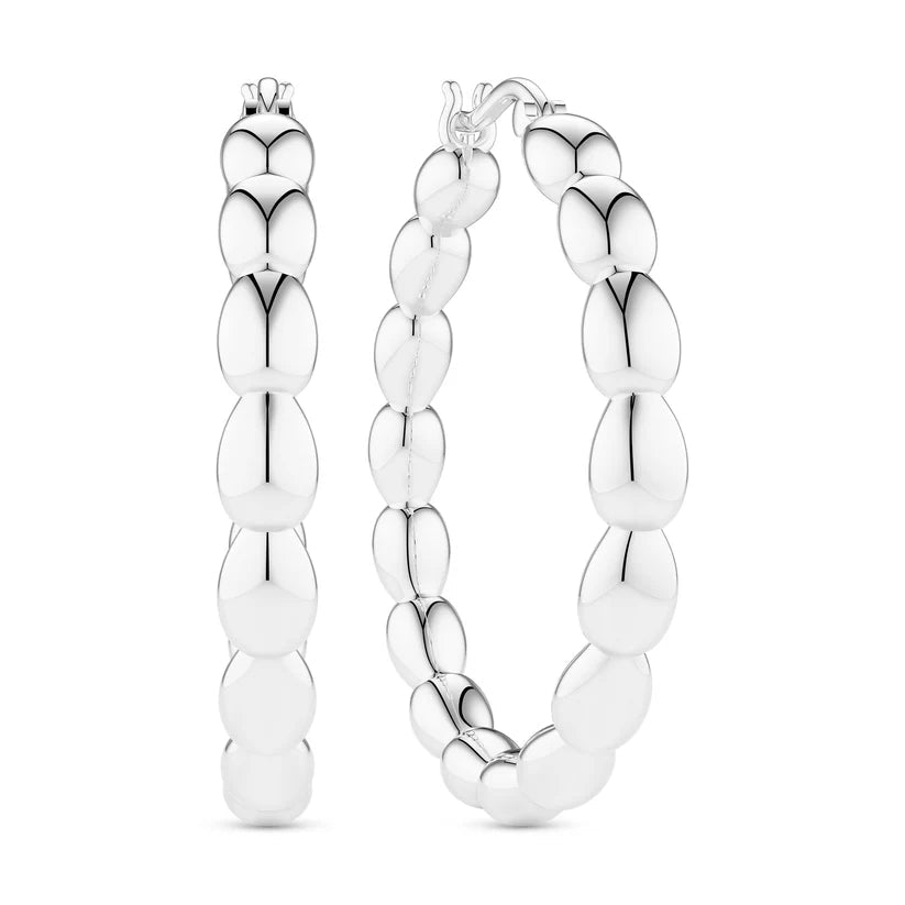 Sif 925 sterling sølv Øreringe Goccia Cerchi Pianura Grande SJ - E2595 - Urma.dk