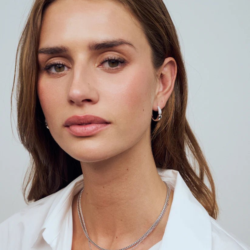 Sif 925 sterling sølv Øreringe Goccia Creolo SJ - E2584 - CZ - Urma.dk