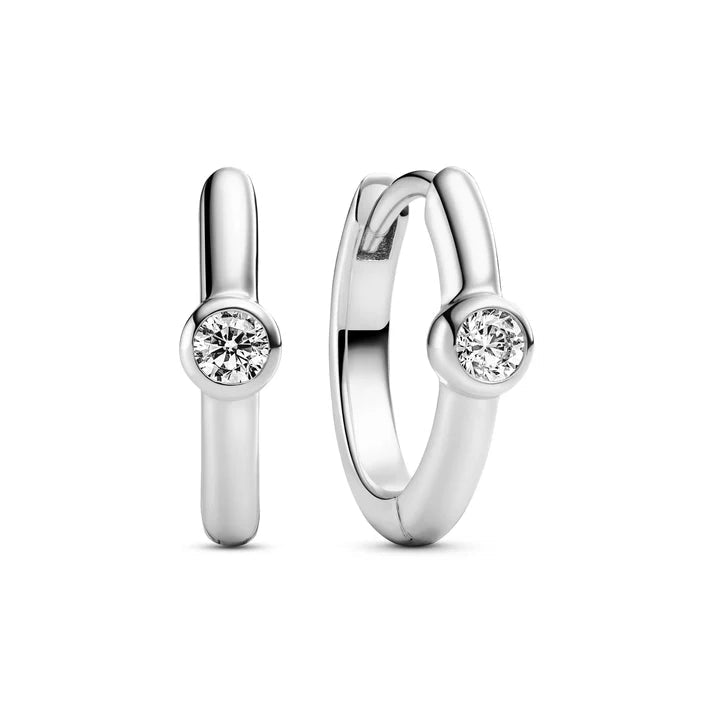 Sif 925 Sterling sølv Øreringe Sarzana Uno Creolo Hvid SJ - E2632 - CZ - Urma.dk