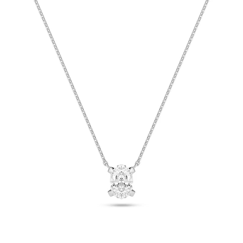 Sif Halskæde Grace Ovale Solitaire - 14 kt. guld el. hvidguld 0.75 ct TW G - H VS lab - grown diamant SJ - N2566 - WD - WG - Urma.dk