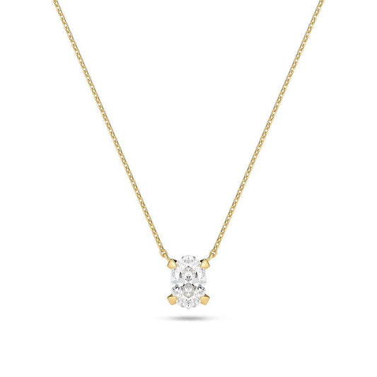 Sif Halskæde Grace Ovale Solitaire - 14 kt. guld el. hvidguld 0.75 ct TW G - H VS lab - grown diamant SJ - N2566 - WD - YG - Urma.dk