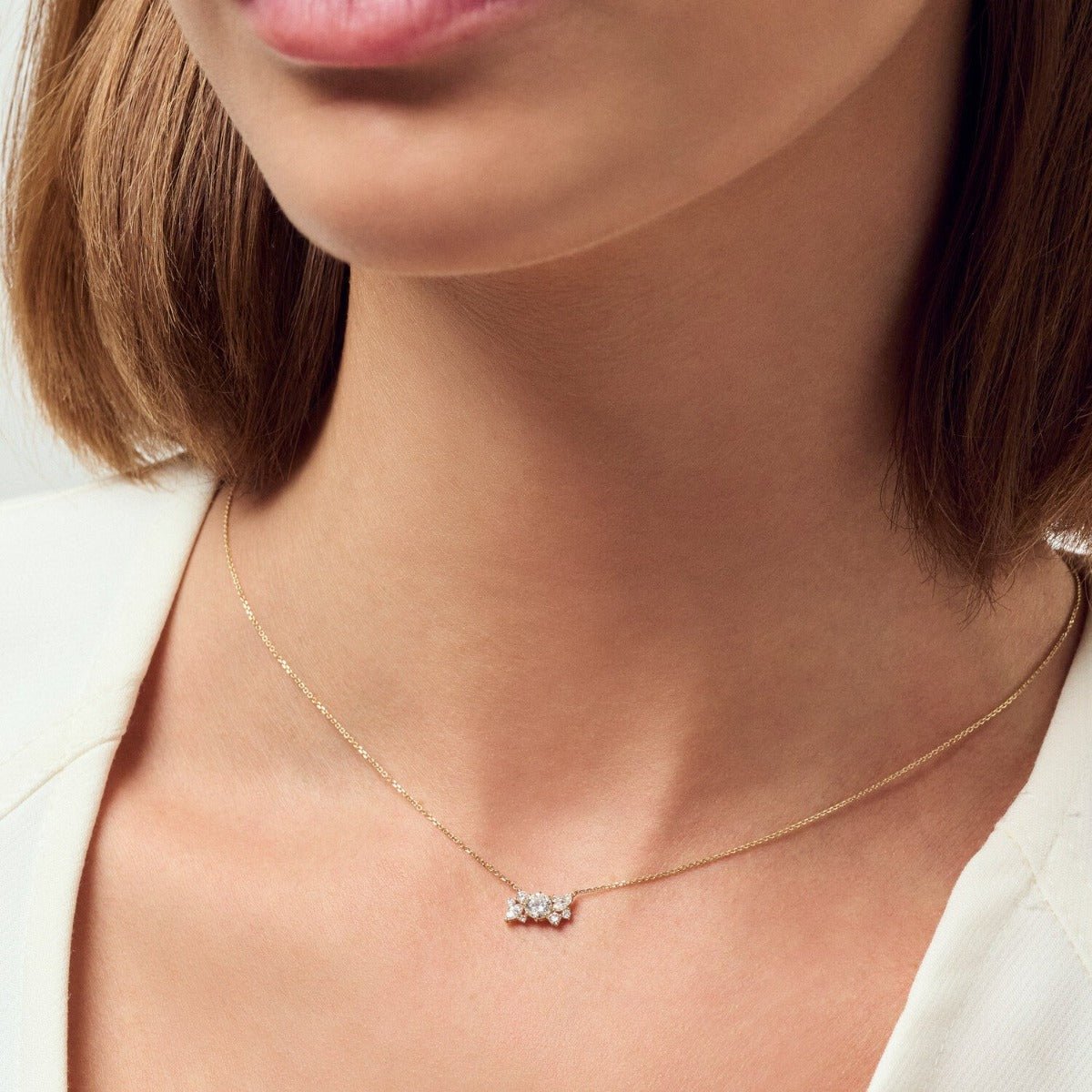 Sif Halskæde Lovere - med lab - grown diamanter SJ - N2550 - WD - YG - Urma.dk