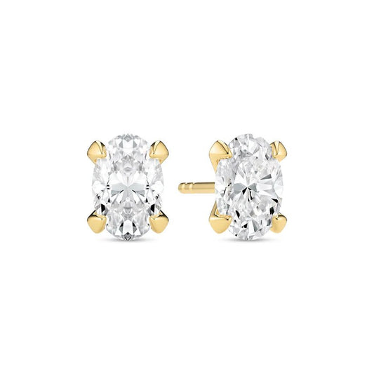 Sif Øreringe Grace Ovale Solitaire - 14 kt. guld el. hvidguld 1.00 ct TW G - H VS lab - grown diamanter SJ - E2566 - WD - YG - Urma.dk