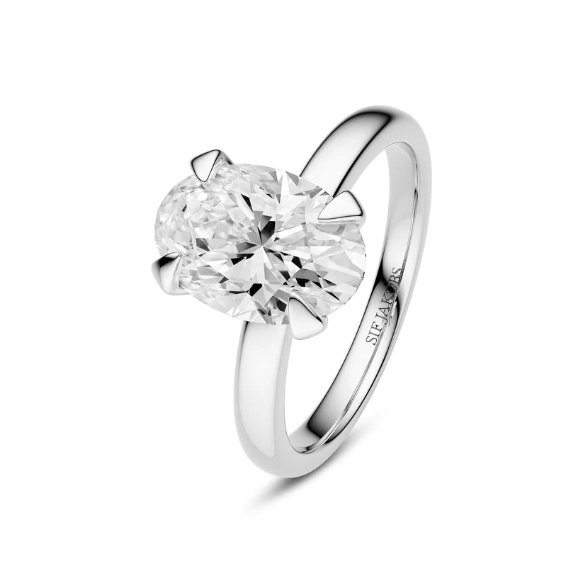 Sif Ring Grace Ovale Solitaire - 14 kt. guld el. hvidguld 1.00 - 3.00 ct TW G - H VS lab - grown diamant SJ - R2568 - WD - WG - Urma.dk
