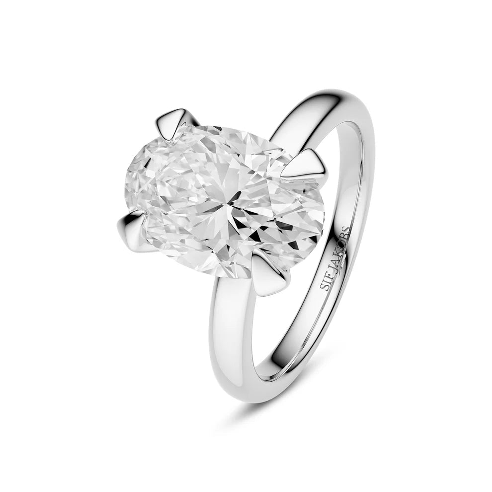 Sif Ring Grace Ovale Solitaire - 14 kt. guld el. hvidguld 1.00 - 3.00 ct TW G - H VS lab - grown diamant SJ - R2568 - WD - WG - Urma.dk