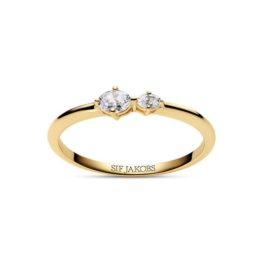 Sif Ring Ovale Due SJ - R2745 - CZ - YG - Urma.dk