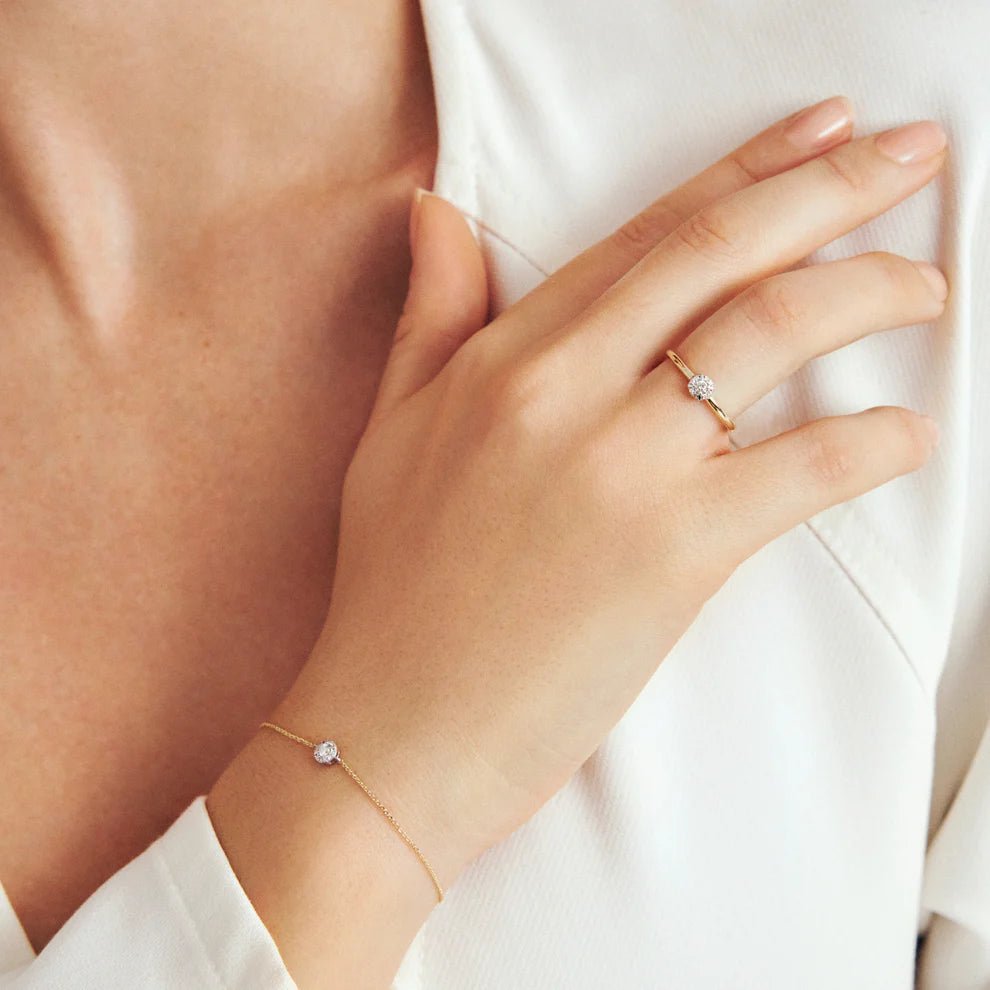 Sif Ring Rome - 14 kt. guld el. hvidguld 0.09 ct TW G - H VS lab - grown diamanter SJ - R2555 - WD - YG - Urma.dk