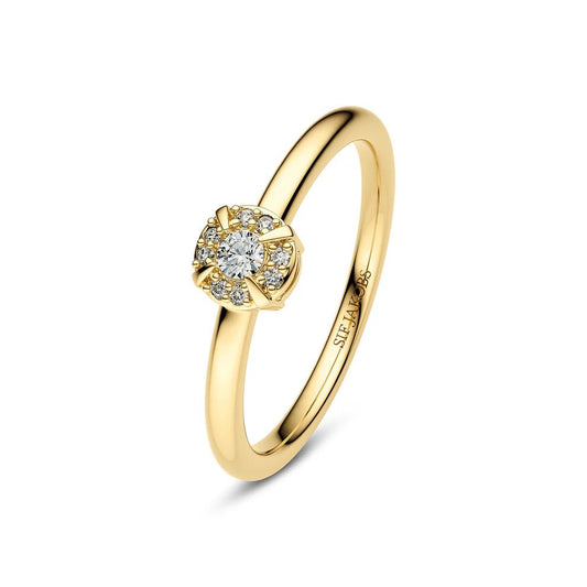 Sif Ring Rome - 14 kt. guld el. hvidguld 0.09 ct TW G - H VS lab - grown diamanter SJ - R2555 - WD - YG - Urma.dk