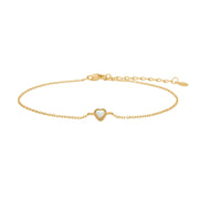 Silver bracelet heart w/ white opal - Urma.dk